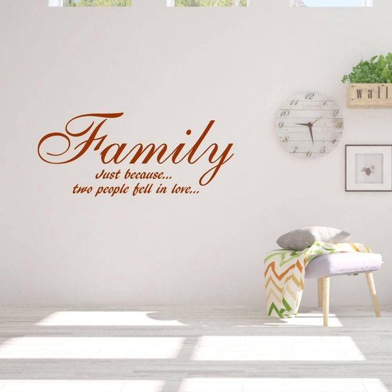 Muursticker Family - Bruin - 80 x 35 cm - woonkamer slaapkamer alle
