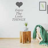 Muursticker Enjoy The Little Things - Donkergrijs - 43 x 60 cm - woonkamer slaapkamer engelse teksten