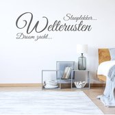 Muursticker Welterusten Slaaplekker Droomzacht - Donkergrijs - 80 x 28 cm - slaapkamer nederlandse teksten