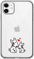 Apple Iphone 11 transparant siliconen honden hoesje - Twee hondjes hartjes