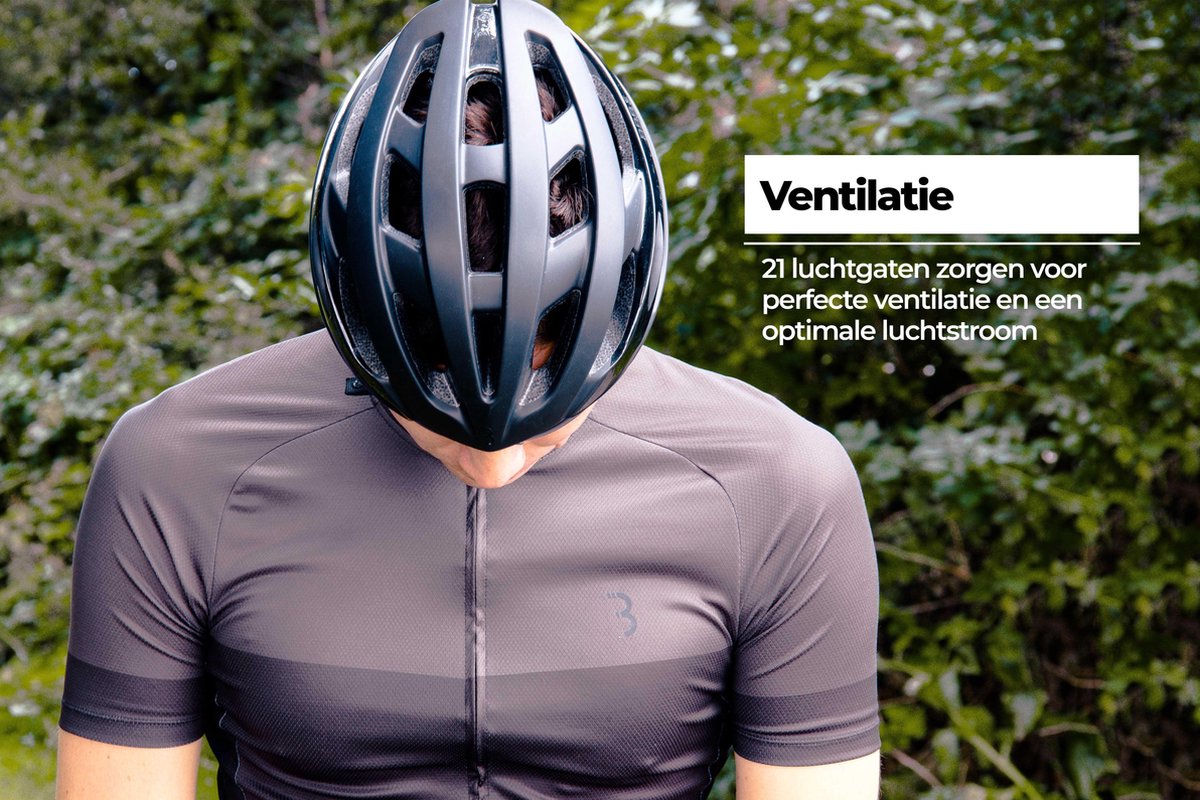 BBB Cycling Hawk Racefiets Helm - Large: 58-62 CM - Wielrenhelm - Fietshelm Volwassenen - Sporthelm - Mat Zwart - Maat L - BHE-151 – foto 3