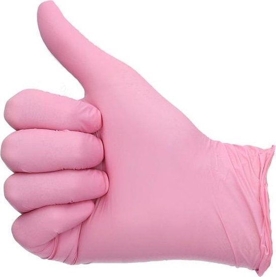 wegwerp Handschoenen Nitril poedervrij Roze maat XL extra sterk - 100 stuks  | bol.com