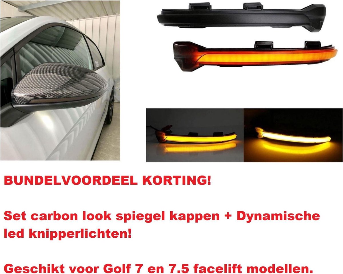 Bundelvoordeel! Golf 7 en 7.5 Facelift Carbon Look Spiegelkappen en  Dynamische... | bol.com