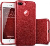 Apple iPhone 7 Plus - 8 Plus hoesje - Rood - Glitter - Soft TPU