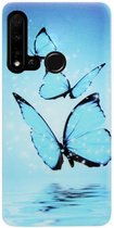 ADEL Siliconen Back Cover Softcase Hoesje Geschikt voor Huawei P20 Lite (2019) - Vlinder Blauw
