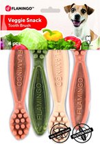 Flamingo Veggie Tandenborstel 12,5 cm 4 stuks mix