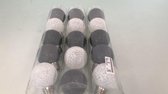 Kerstballen - 3x5 stuks - Grijs/wit