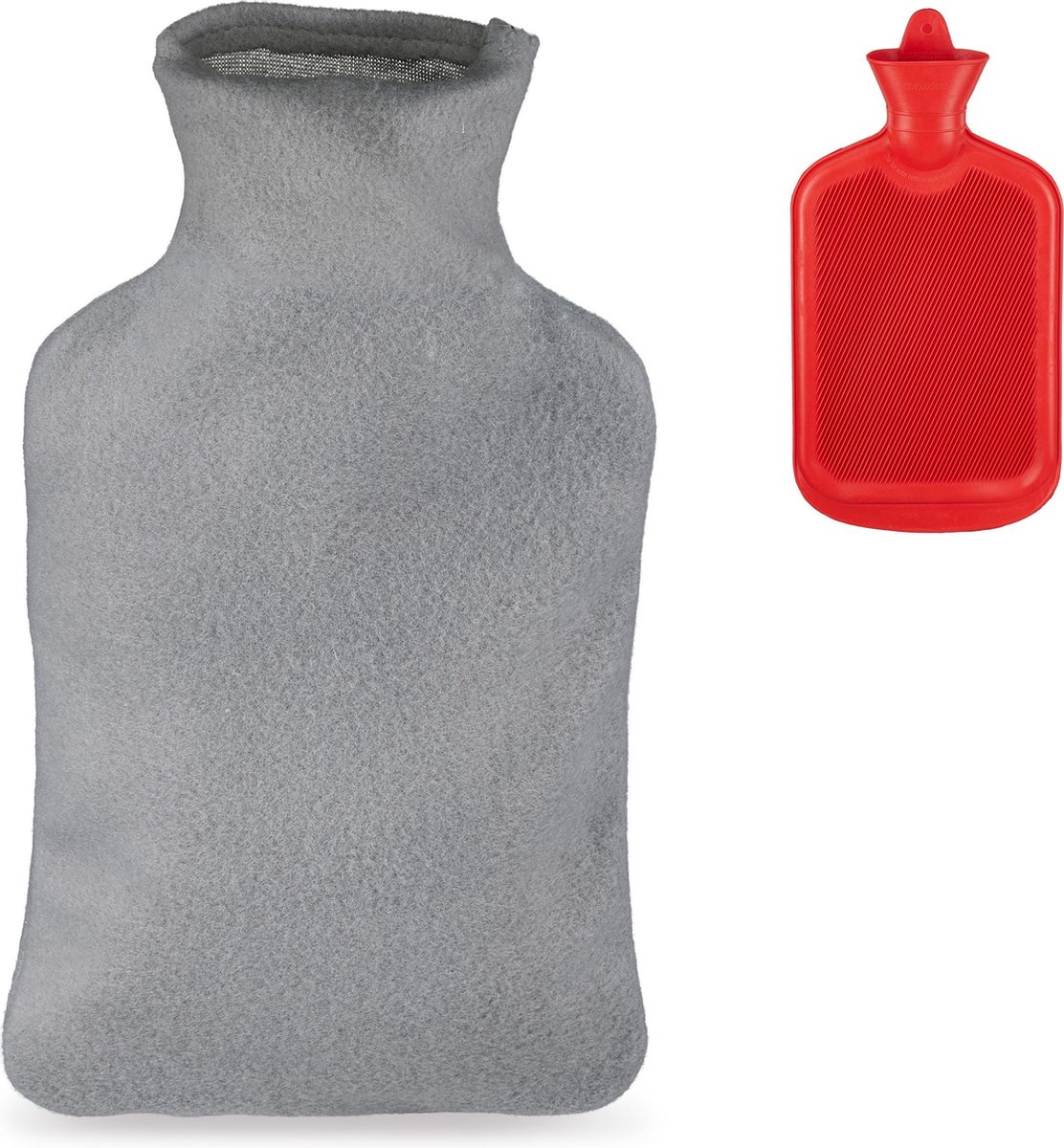 Goedkoopste warm water kruik met hoes - zacht - 1,5 l bedkruik - tegen pijn - rubber - grijs-rood