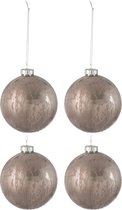 J-Line Doos Van 4 Kerstbal Glas Blinkend/Mat Antiek Bruin Large