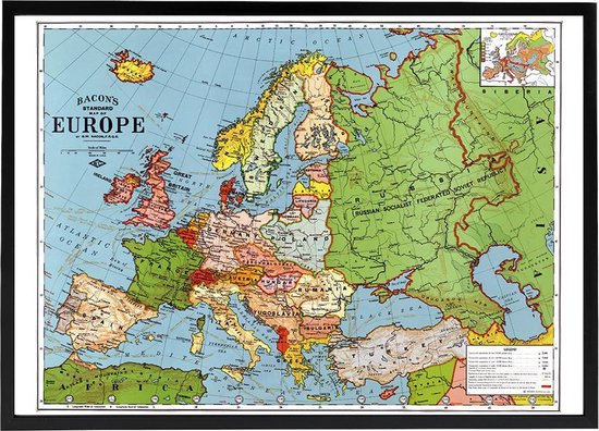 klimaat rechtdoor Meer dan wat dan ook Poster Kaart Europa - 1923 - Large 50x70 - Topografie - Aardijkskunde -  Schoolplaat -... | bol.com