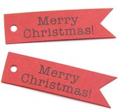 Kerstcadeau Naam Labels - Cadeaulabels - Kerstmis Kado Gift Tags - Merry Christmas Rood - 15 Stuks