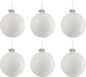 J-Line Doos Van 6 Kerstbal Glas Antiek Wit