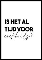 Poster Tijd Voor Cocktails - 30x40cm - Poster Cocktails - WALLLL