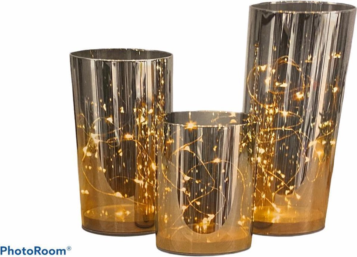 Glazen met sfeerlichten - set van 3 | bol.com