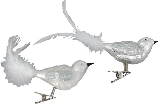 Zilveren Kerstboom Vogeltjes - doosje van 3 vogeltjes op clip | bol.com