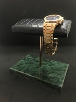 Dubbele Tourbillon horlogeopwinder in zwart Nero Marquina marmer en paars stalen ringen - Elbrus Horology - Gyrowinder Orbit Watch Winder