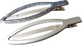 Haarspeld Duckklem Ovaal Glitter Glans ZIlver