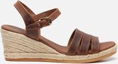 Panama Jack Isa B805 sandalen met sleehak cognac - Maat 41