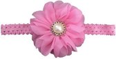 Haarband Meisje met Grote Roze Bloem - Baby Kind Meisje - Hoofdband - Haaraccessoires Meisje - Roze