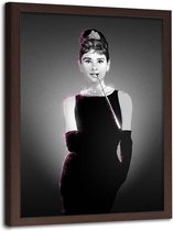 Foto in frame , Audrey Hepburn  2, Filmster , 70x100cm , zwart wit , wanddecoratie