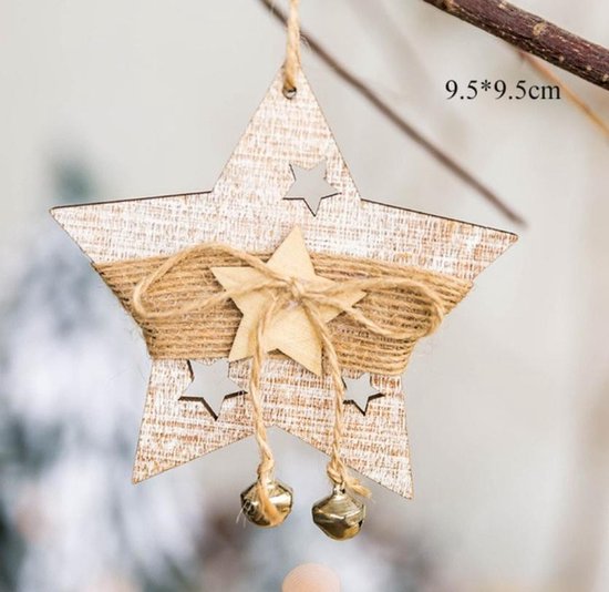 Houten kerst decoratie Kerstster Hanger