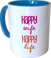 Mok Blauw - Happy Wife - 300ml