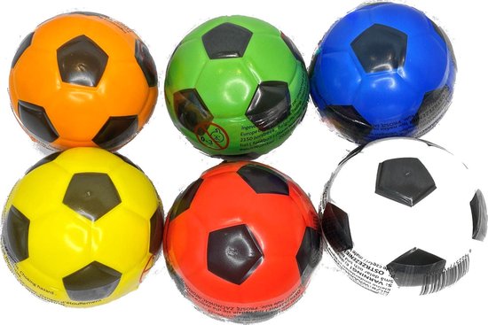 Allemaal Zeestraat Veraangenamen Bal 95 mm - 6 stuks zachte kleine PU voetbal voor kinderen - geel rood  oranje blauw... | bol.com