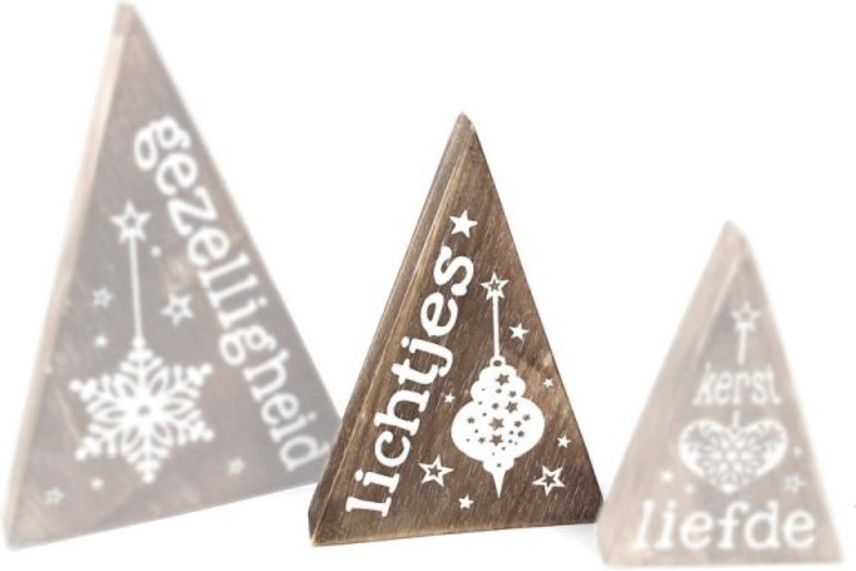 Tekstblok Kerst | Lichtjes | Driehoek 20 cm hoog