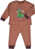 Woody  - Meisjes pyjama - Geit - roest-beige gestreept - 202-3-PZG-Z/953 - 9m