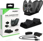 DOBE Dual Black Battery Pack Accu Controller Dock Charger Oplaad Station Geschikt voor Xbox One S / X - LED USB Dubbel Docking Op Laadkabel- Laadstation