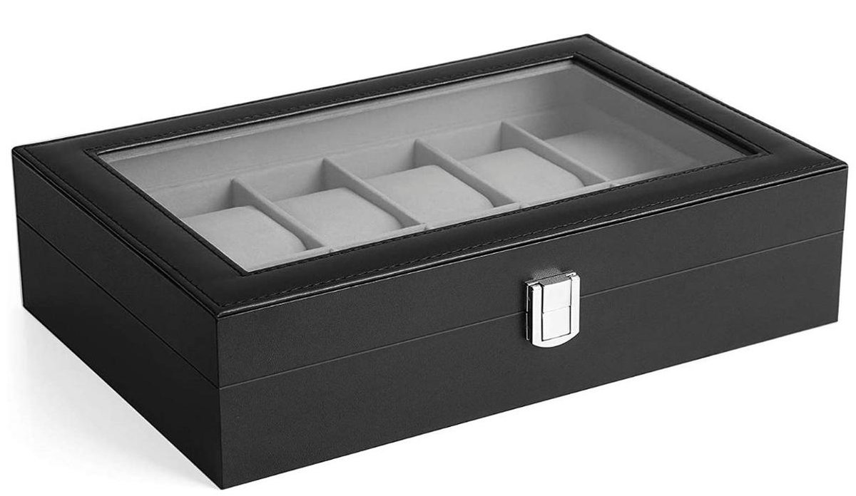 MIRA home - Horloge box - Met 12 sleuven - Accessoires - Plastic - Zwart - 30x20x8.5