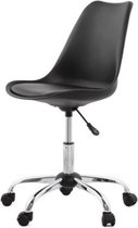DS4U® Tulip bureaustoel - office stoel - kuipstoel - kunststof - polypropyleen - zwart - zwart kussen - chroom - met wieltjes