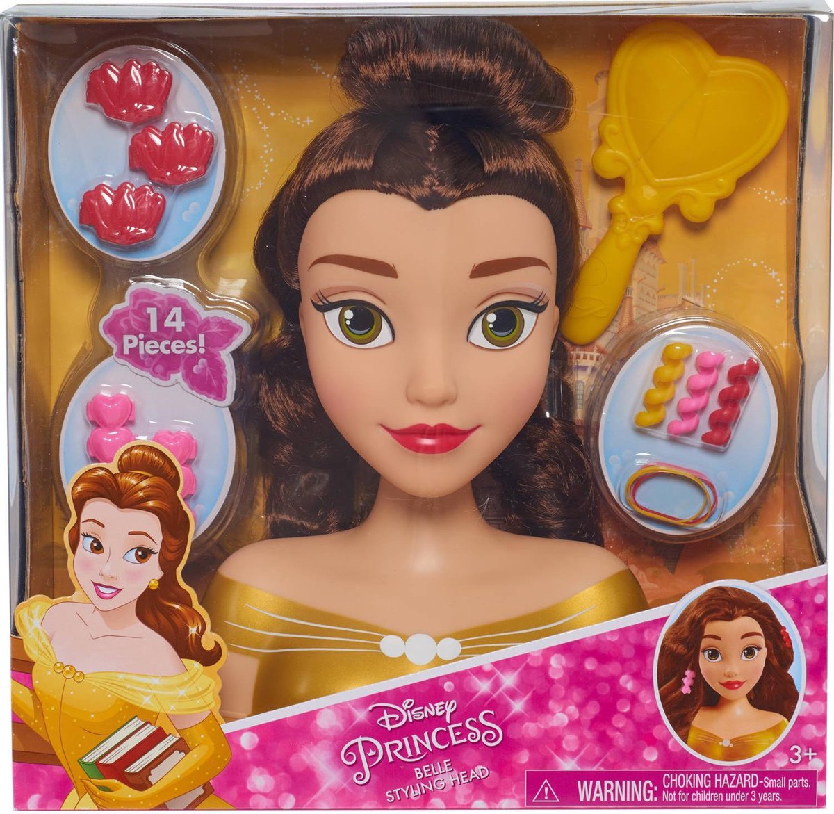 JPL Disney Princesse Belle Cheveux Tuning Tête Poupée Beauté & la Bête Filles Cadeau 