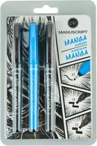 Manuscript Manga Tekenen Pennen Set MM810 - 2 Italic Pennen en 1 Fineliner