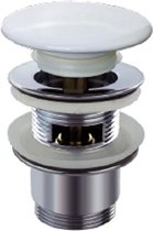 KIRCHHOFF Design Click Waste Afvoerplug - Push Pop-Up - 1 ¼" x 65 mm - met Overloop, Wit