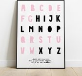 Ijswit Poster - Abc Alfabet - 42 X 29.7 Cm - Roze