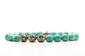 Beaddhism - Armband - Turquoise - Zilver - Yasa 3 - 8 mm - 18 cm