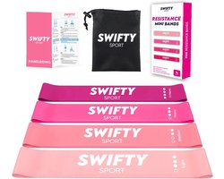 Swifty Weerstandsbanden Set - 4 stuks - Incl. Draagtas en Nederlandstalige Handleiding – Premium Vrouwen Set - Elastiek Fitness band – Fitness banden - Fitness Elastieken, Resistance Band Set , Gymnastiekband , Trainingsbanden