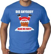 Grote maten fun Kerstshirt / Kerst t-shirt  Did anybody hear my fart blauw voor heren - Kerstkleding / Christmas outfit 3XL