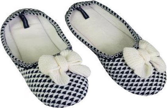 Laag Model Pantoffel Strik Zwart Wit Maat 41 42