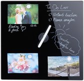 Relaxdays glassboard zwart - memobord - magneetbord - magnetisch prikbord - beschrijfbaar - 40 x 40 cm