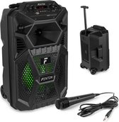 Pyle Bluetooth Luidspreker, Draagbare Speaker Met Wielen, 1200 W Knipperende Lichten Draadloos Oplaadbare Partybox Inclusief Afstandsbediening Voedingsadapter En Bekabelde Microfoon 084289313153