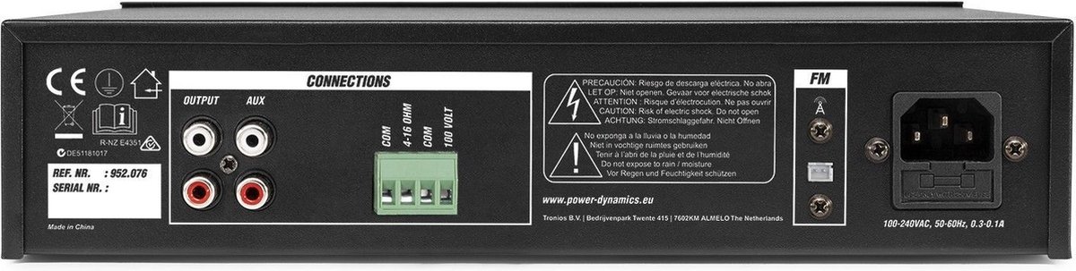 Power Dynamics PDM25 100V versterker 25W met Bluetooth, mp3 speler
