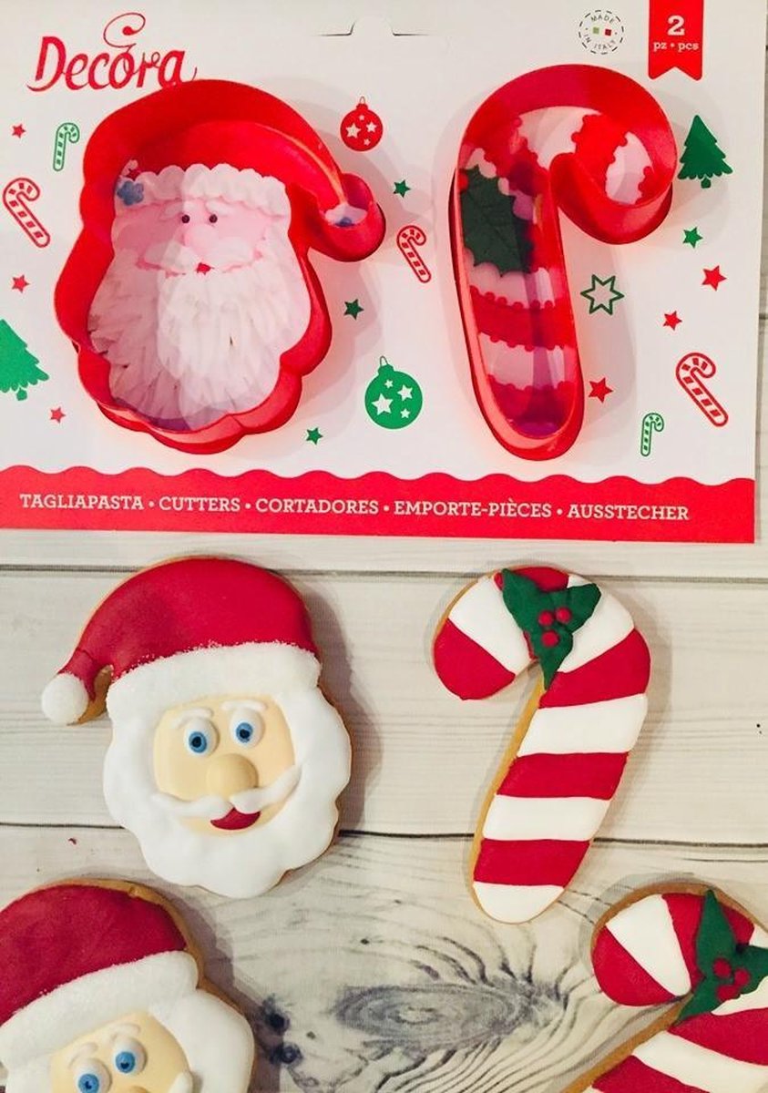 Decora Kerstman & Candy Cane uitsteker set/2
