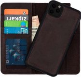 Galata uitneembare bookcase iPhone 12 Pro Max hoesje 2in1 echt leer - Mokka Bruin