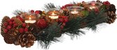 WDMT™ XL Tafeldecoratie | 48 * 18 cm | Tafelstuk | Kerstversiering theelichthouder | Kerst stukje decoratie | Rood