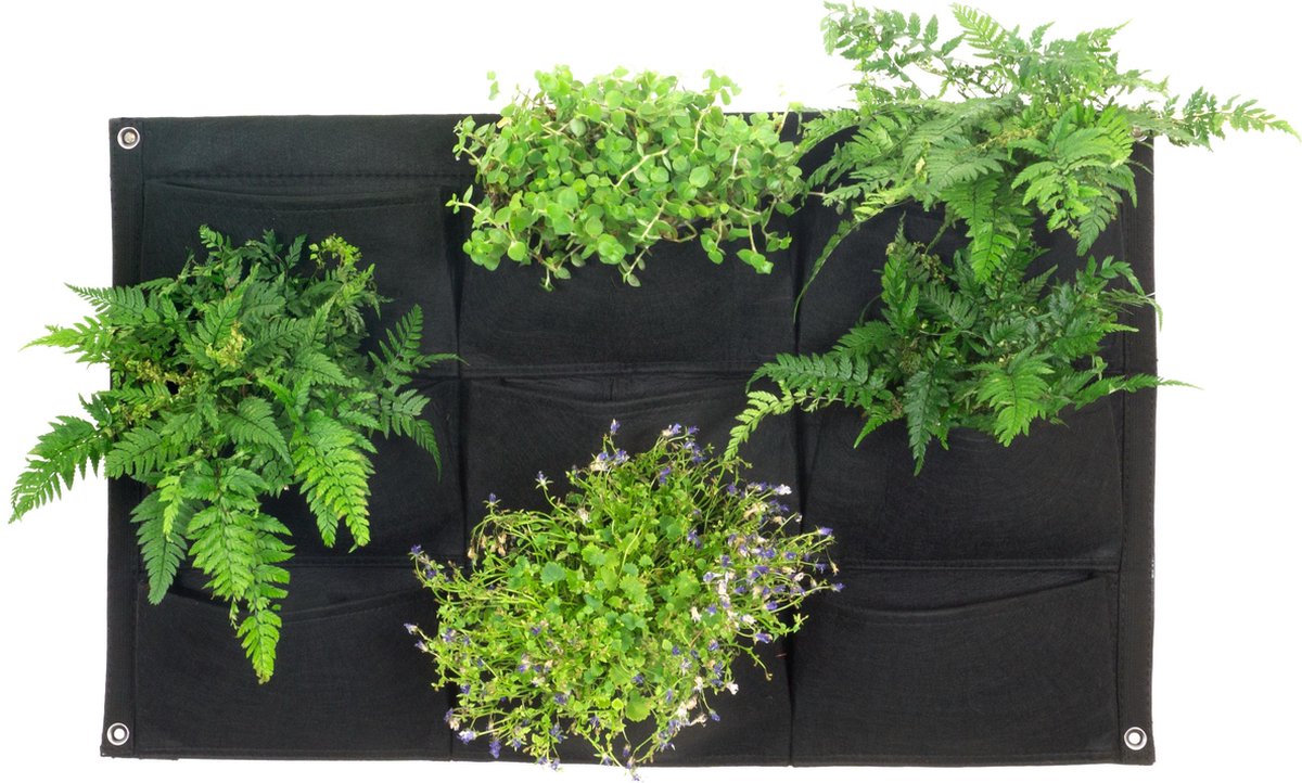 Vertical Garden ® - 9x Pockets - Verticale Groene Tuin Buiten - 80x50cm - Zwart - Duurzaam vilt