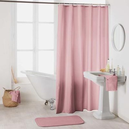 Livetti | Douchegordijn - Shower Curtain | 180x200 cm | Candy Roze | Ringen | bol.com