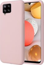 Samsung Galaxy A42 Hoesje - Matte Back Cover Microvezel Siliconen Case Hoes Roze