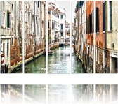 Schilderij , Kanaal in Venetië , Multikleur ,4 maten , 5 luik , wanddecoratie , Premium print , XXL
